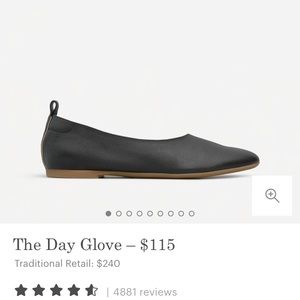 Everlane Black Day Glove Flat. Size 8.